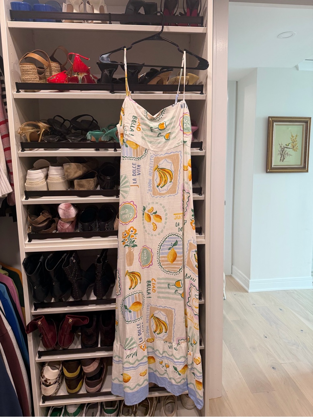 Lemon Print Maxi Slip Dress - White & Yellow
